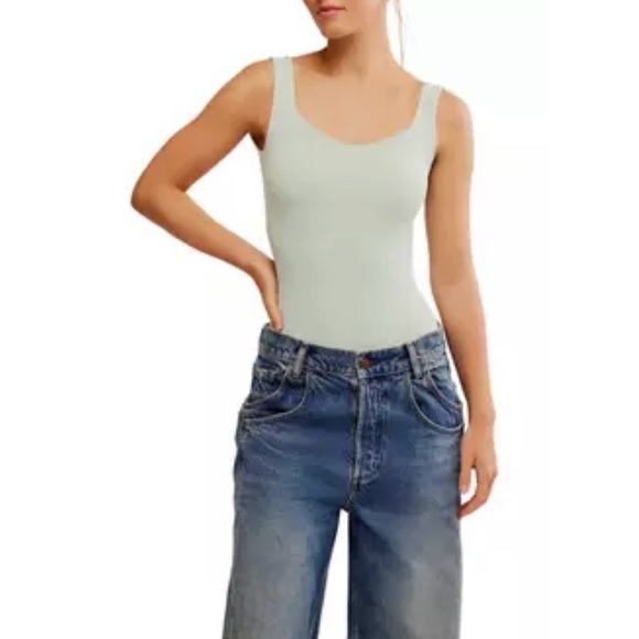 NWT Free People Aqua Green Clean Lines Bodysuit Size XS/S - Picture 2 of 13